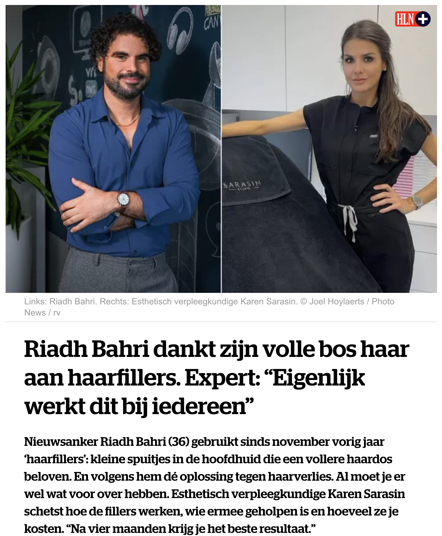 riadh bahri haarfiller resultaat artikel hln sarasin clinic